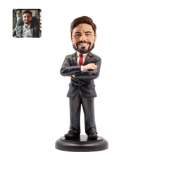 【HANDCRAFTED POPS] Customizable Business Bobblehead handmade with your photo for birthday Personalized gift or cake topper