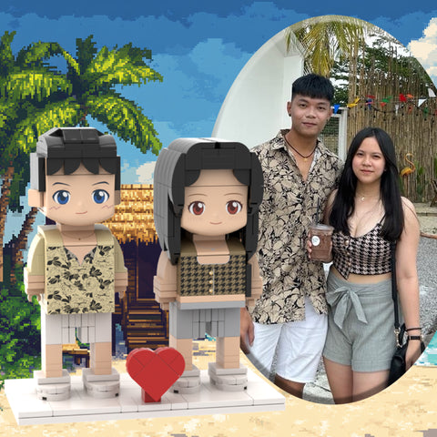 [ROUNDME] Couples' Full Body Custom Brick Figures: Create Your Own Unique Pair for a Personalized Gift