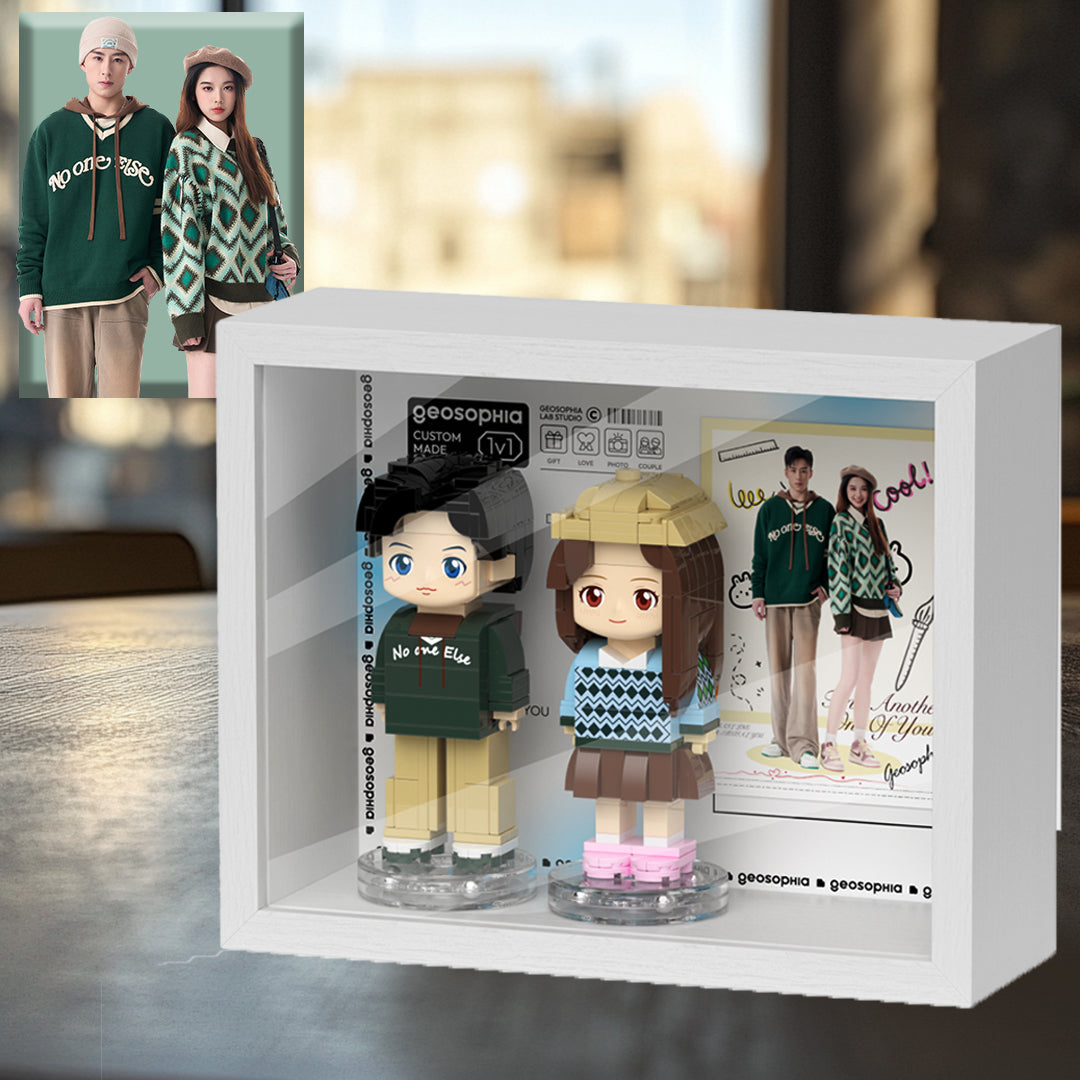 [ROUNDME] Couples' Custom Brick Figure Photo Frame: A Heartfelt and Personalized Tribute to Your Love Story