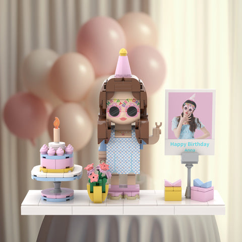 [ROUNDME] Photo  Frame & Cake customizable Single Brick Figures with photo for girlfriends/ love ones