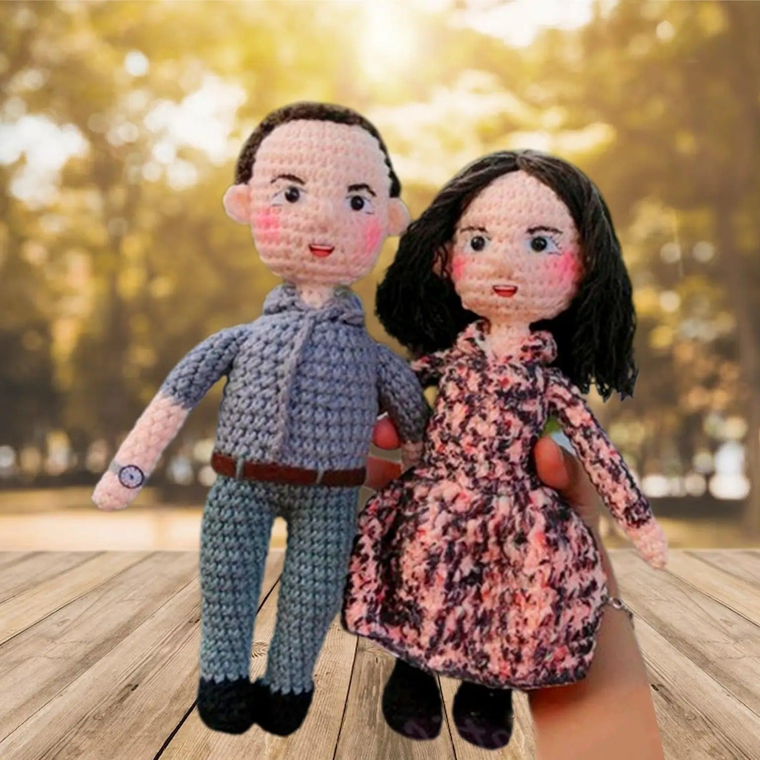 Personalized Crochet Doll with Photo Card "Home Is Wherever I'm With You"