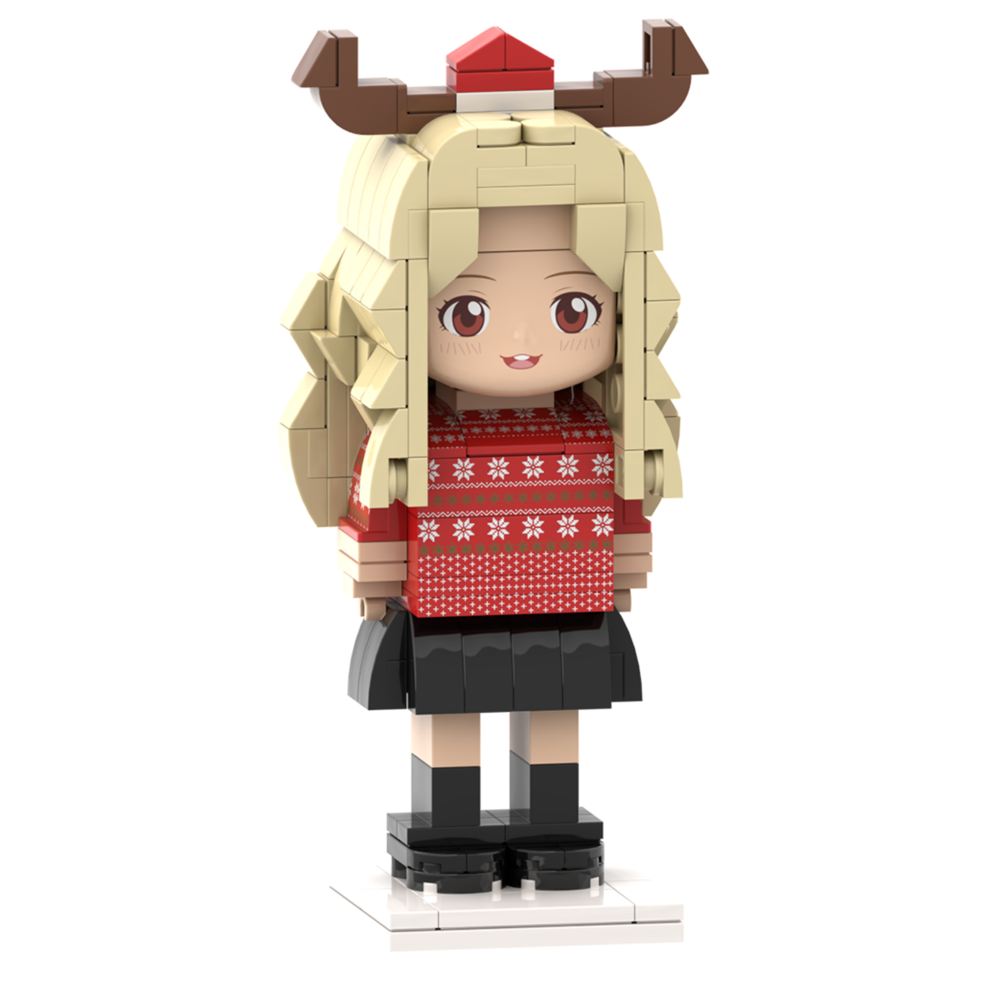 Customizable Christmas Ugly Sweater Girl 1 Person Head Customized Small Particle Block Custom Brick Figures Toy