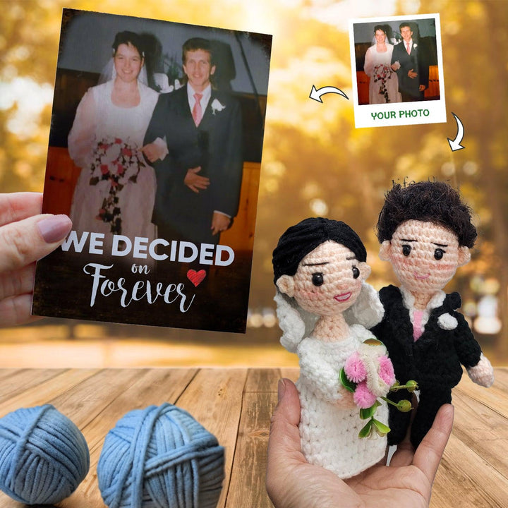 Personalized Crochet Doll with Photo Card "We Decided On Forever"