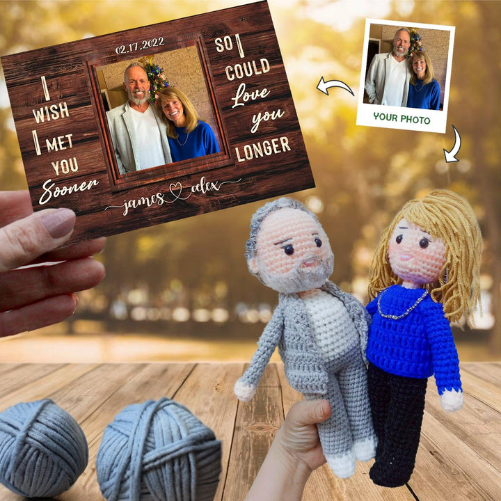 Personalized Crochet Doll with Photo Card "I Wish I Met You Met You Sooner"