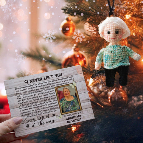 Personalized Ornament Crochet Doll with Photo Card "I Never Left You"