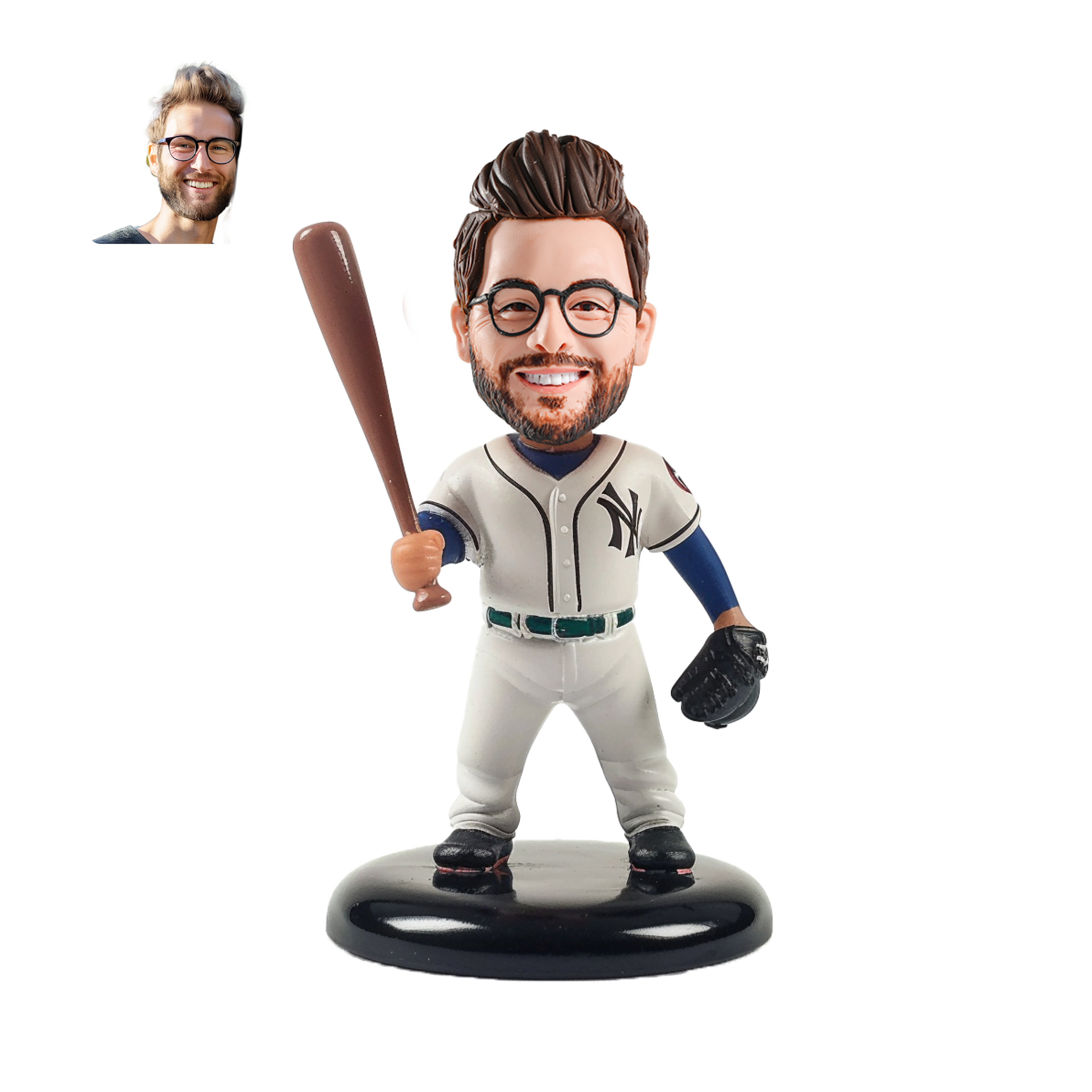 【HANDCRAFTED POPS] Fully Custom Baseball Bobblehead handmade with your photo for birthday Personalized gift or cake topper