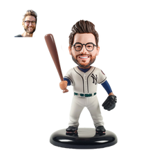 【HANDCRAFTED POPS] Fully Custom Baseball Bobblehead handmade with your photo for birthday Personalized gift or cake topper