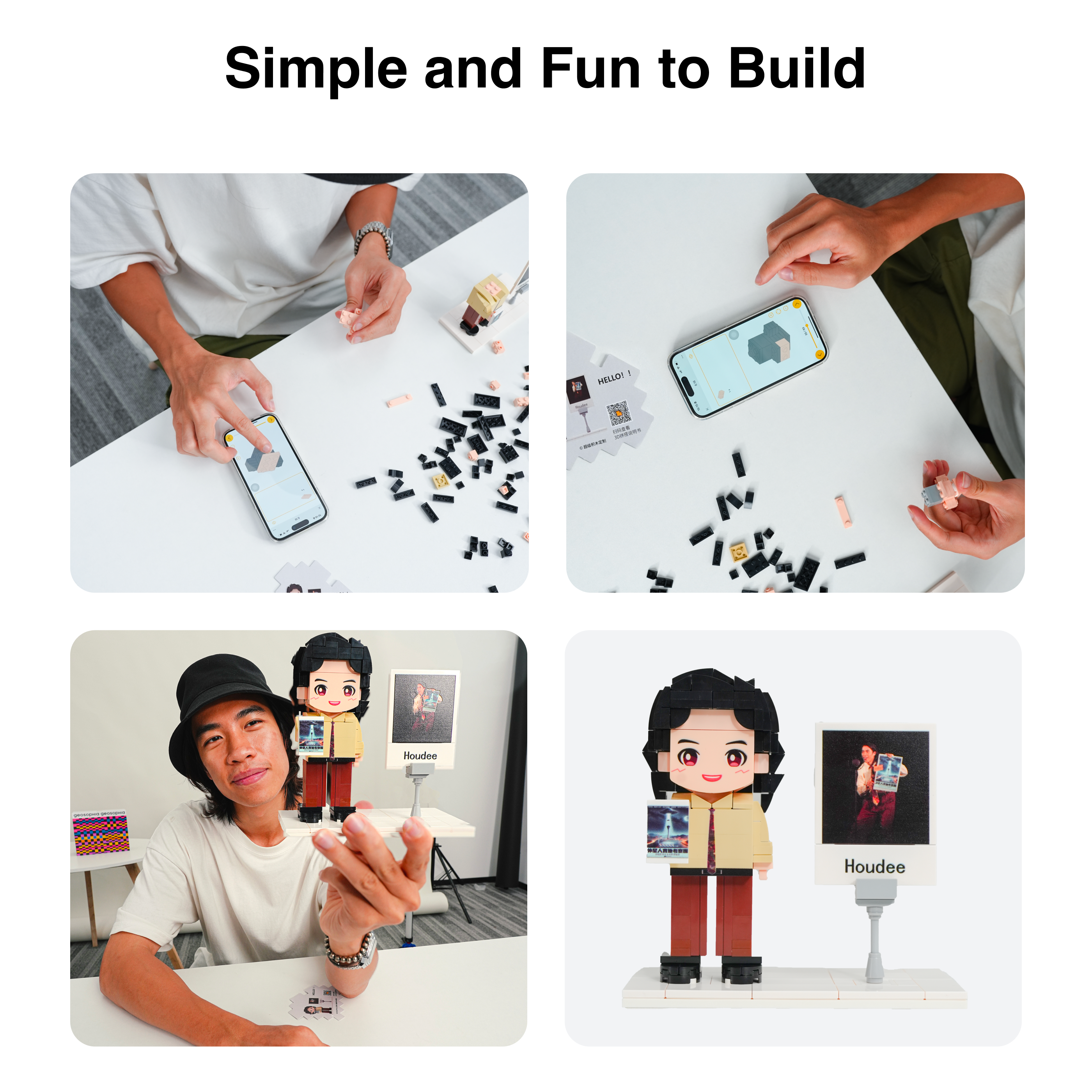 Custom brick figures, lego brickheadz - Photo customizable single Brick Figures with photo frame for girlfriends/boyfriends/family, Creative Birthday Presents, Create Your Own Unique Characters - OOOMG