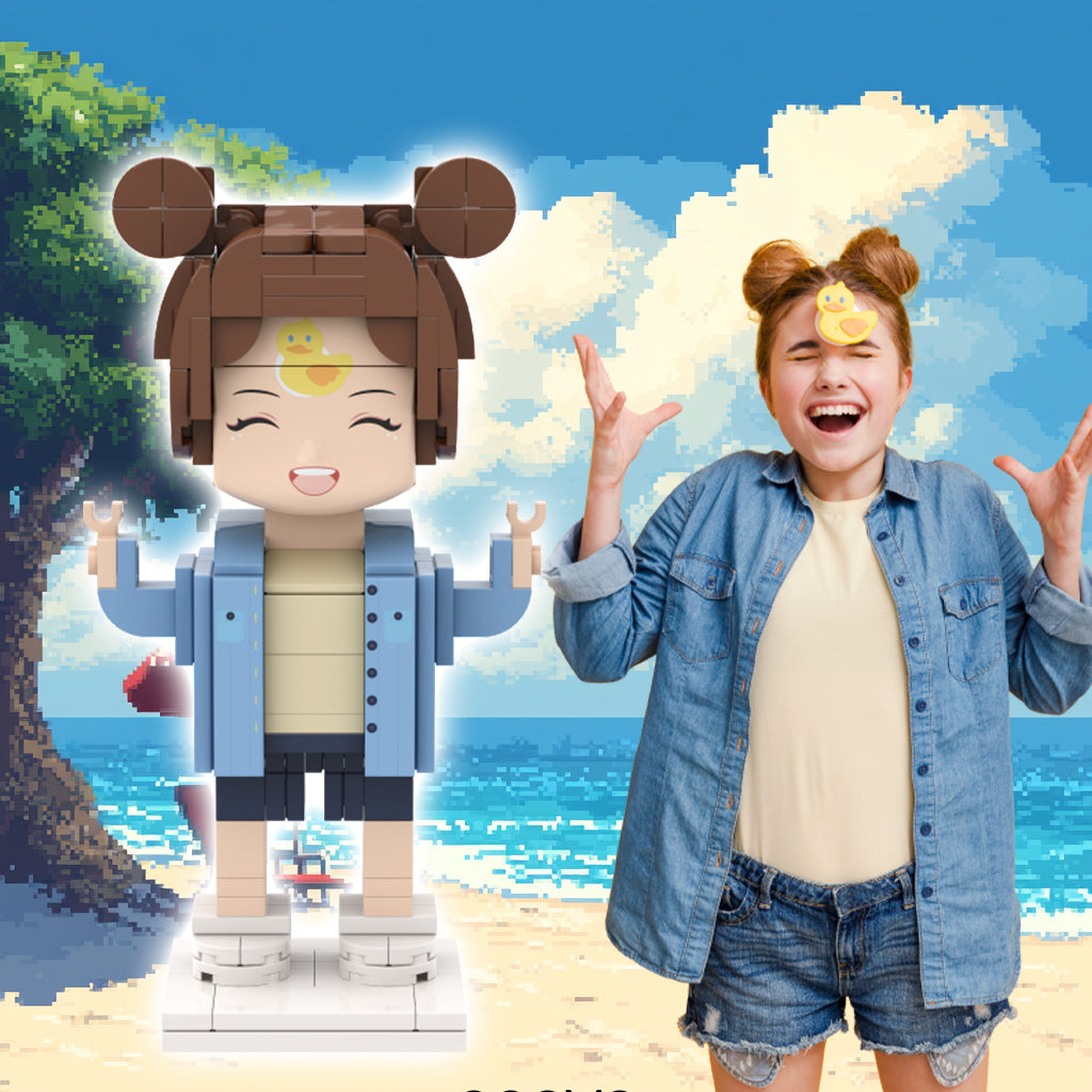 [ROUNDME] Photo Customizable Block Single Brick Figure For Girls