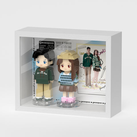 [ROUNDME] Couples' Custom Brick Figure Photo Frame: A Heartfelt and Personalized Tribute to Your Love Story