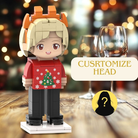 Customized Head Christmas Tree Figurine Small Particle Block Toy Personalized Brick Art Gift