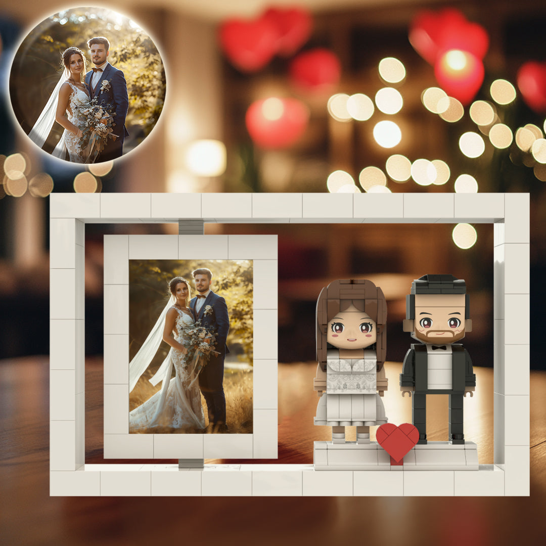 [SQUAREME] Full Body photo customizable  Creative Gift Couple Brick Figures with photo frame for wedding anniversary, reminder of the wedding moment