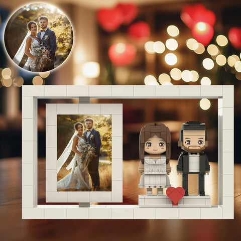 [SQUAREME] Full Body photo customizable  Creative Gift Couple Brick Figures with photo frame for wedding anniversary, reminder of the wedding moment