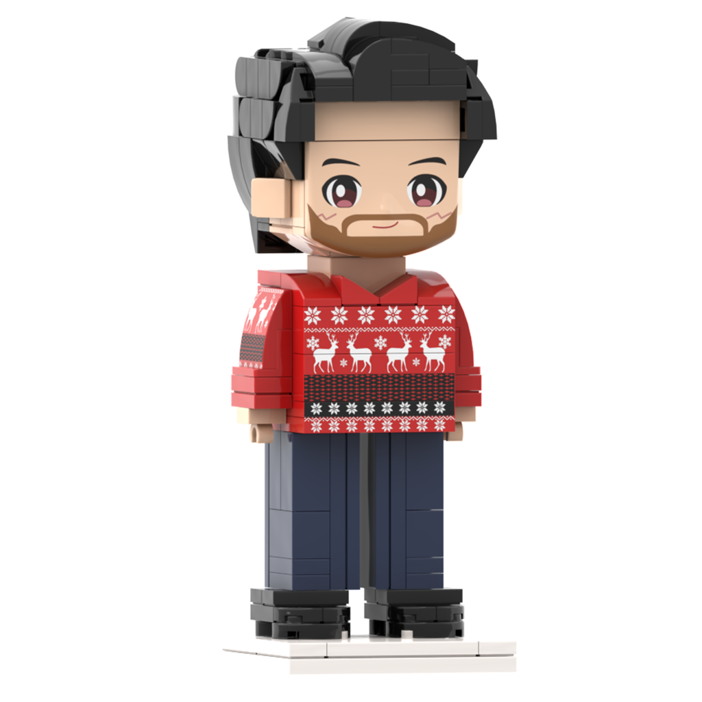 Head Custom  Ugly Christmas Sweater Full Body Customizable 1 Person Custom Brick Figures Small Particle Block Toy Brick Me Figures Ugly Sweater Boy