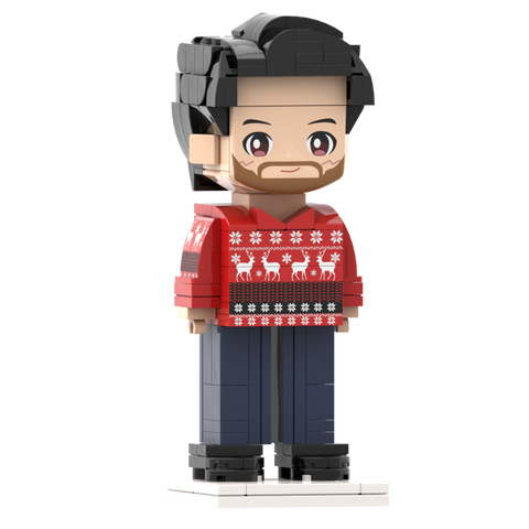 Head Custom  Ugly Christmas Sweater Full Body Customizable 1 Person Custom Brick Figures Small Particle Block Toy Brick Me Figures Ugly Sweater Boy