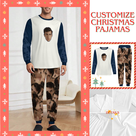 [Round Collar] Custom Photo A Gift That Brings Joy And Warmth To Your Relationship - Men's Personalized Custom Pajamas