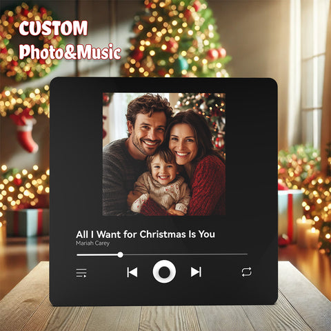 Christmas Upper-Center Photo Music Fridge Magnet - Personalized Album Cover Player Magnet