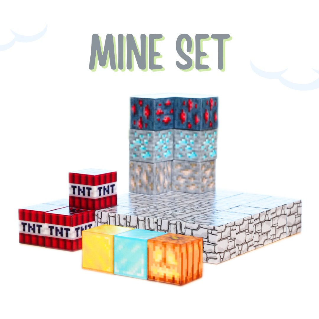 42 PCS Mine Set | Oh My Craft Magnetic Brick Cubes Construction Sets - OOOMG