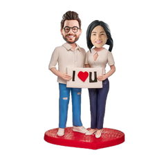 【HANDCRAFTED POPS] Customizable couple Bobblehead handmade with your photo for couple's anniversary gift or cake topper,  reminder of the happiness moment