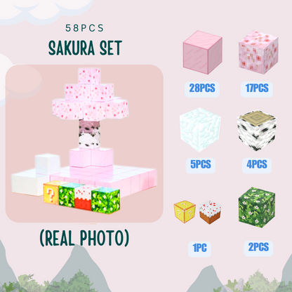 58PCS Sakura Set | Oh My Craft  Magnetic Brick Cubes Construction Sets