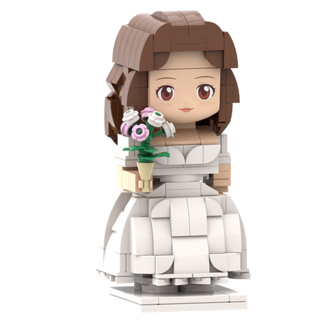 Customized Bridal Bouquet with Flower Arrangement Single Cut-Out Head Figurine Art Gift