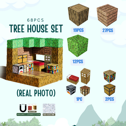 68PCS Tree House Set | Oh My Craft  Magnetic Brick Cubes Construction Sets