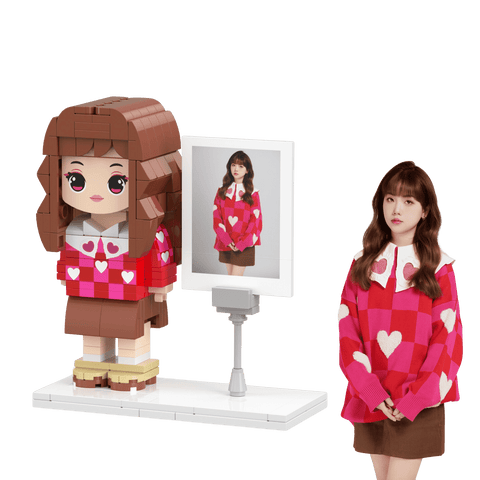 [ROUNDME] Photo customizable single Brick Figures for girlfriends/boyfriends Creative Gifts with photo frame