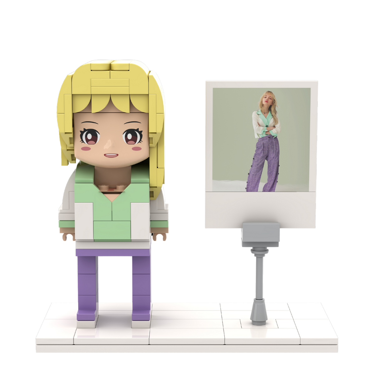 [ROUNDME] Photo customizable single Brick Figures for girlfriends/boyfriends Creative Gifts with photo frame