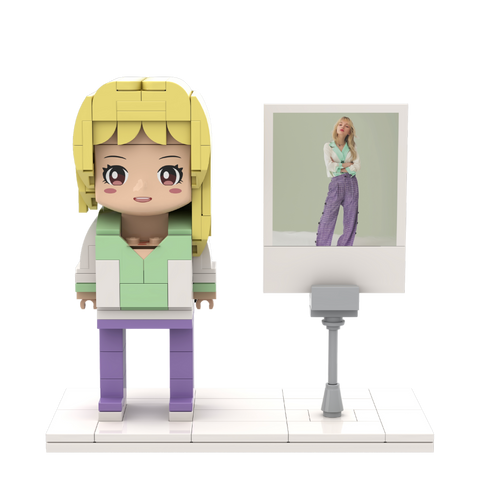 [ROUNDME] Photo customizable single Brick Figures for girlfriends/boyfriends Creative Gifts with photo frame