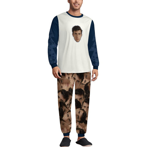 [Round Collar] Custom Photo A Gift That Brings Joy And Warmth To Your Relationship - Men's Personalized Custom Pajamas