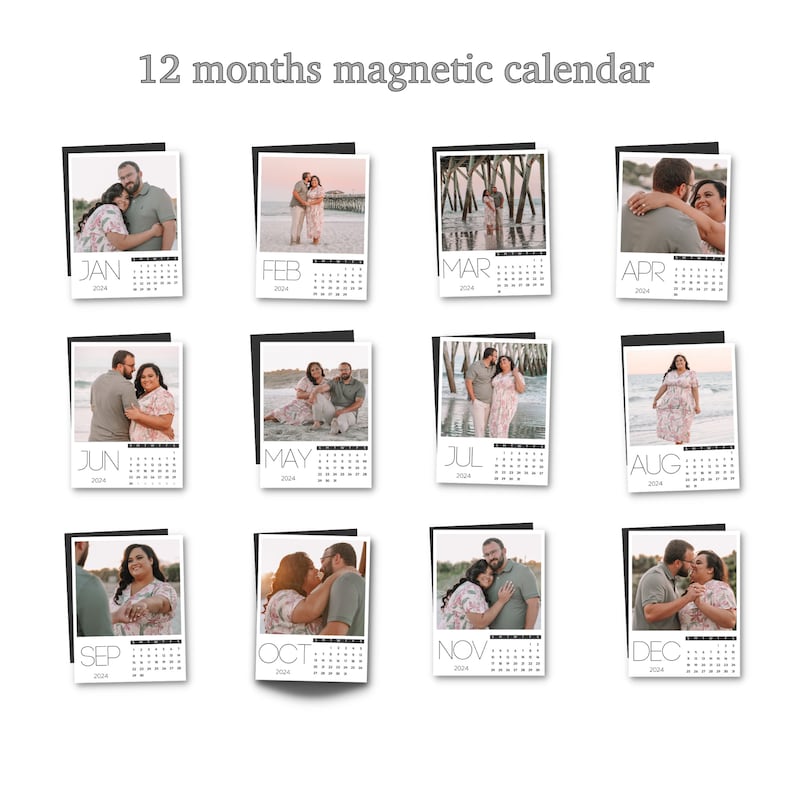 Calendar Magnets Custom Photo Magnetic Calendar Christmas Photo Gift Personalized Fridge Magnet Calendar 2025 Unique Magnet Set - OOOMG