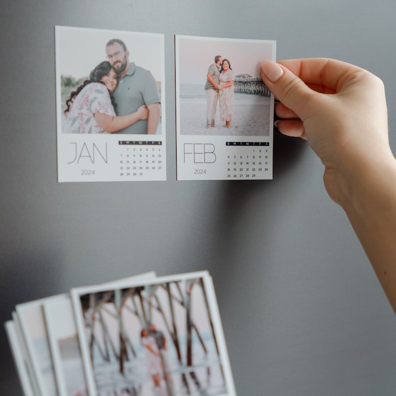 Calendar Magnets Custom Photo Magnetic Calendar Christmas Photo Gift Personalized Fridge Magnet Calendar 2025 Unique Magnet Set - OOOMG