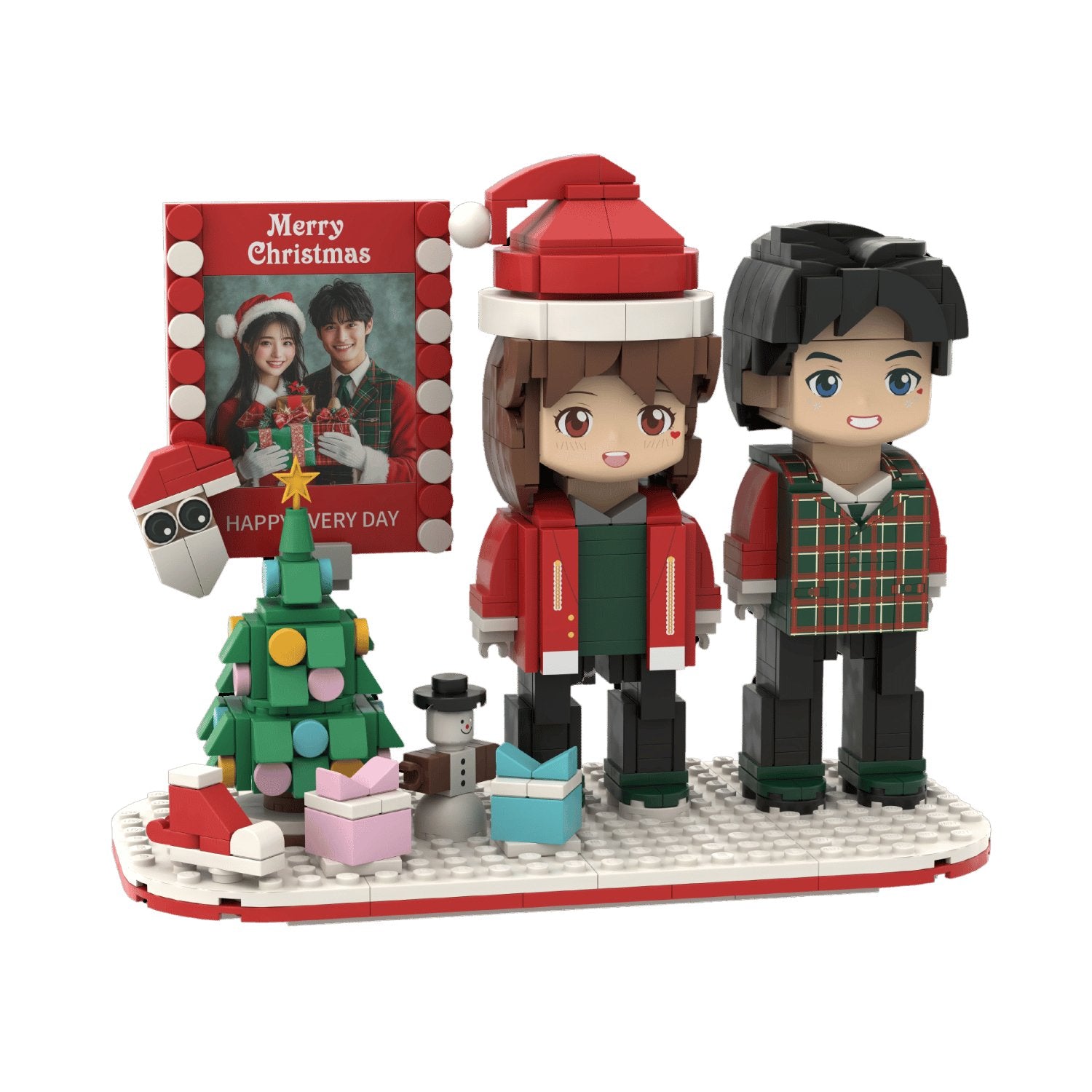 Couple Full - body Christmas Custom Brick Figure For 2 People with Optional Gift Box - OOOMG