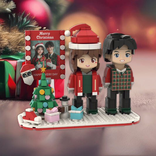 Couple Full - body Christmas Custom Brick Figure For 2 People with Optional Gift Box - OOOMG