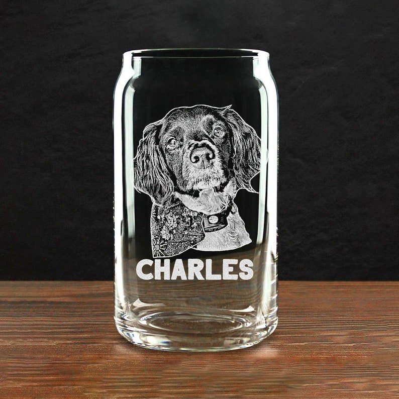 Custom Dog Portrait Whiskey Glass Gift - Engrave Your Pet Photo on Glasses, Gift for Pet Lovers - OOOMG