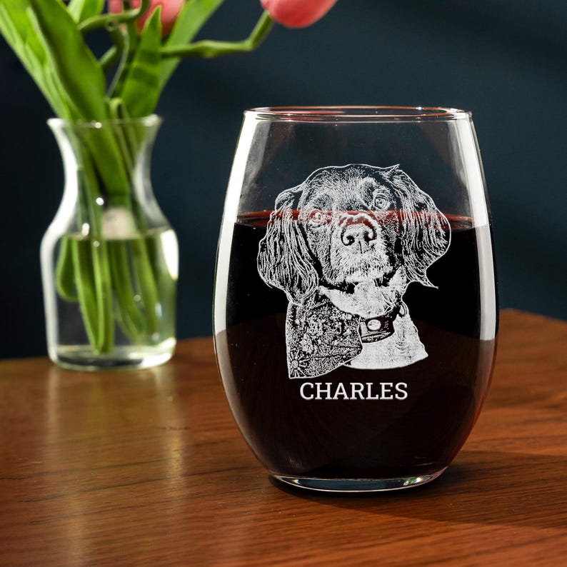 Custom Dog Portrait Whiskey Glass Gift - Engrave Your Pet Photo on Glasses, Gift for Pet Lovers - OOOMG