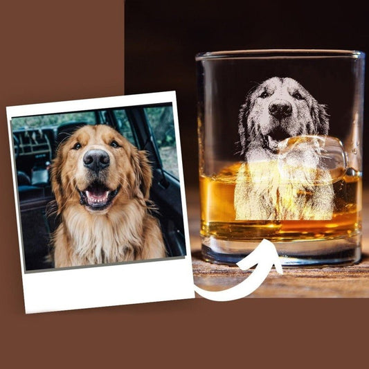 Custom Dog Portrait Whiskey Glass Gift - Engrave Your Pet Photo on Glasses, Gift for Pet Lovers - OOOMG