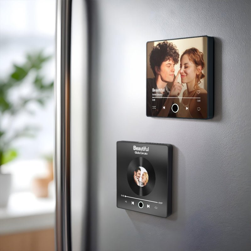 Custom Music Fridge Magnet with Photo & Album Cover - Personalized Music Player Magnet - OOOMG