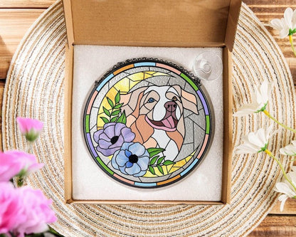 Custom Pet Portrait Glass Suncatcher, Dog Cat Glass Art, Pet Window Hangings, Pet Portrait From Photo, Pet Memorial Gift, Pet Lover Gift - OOOMG