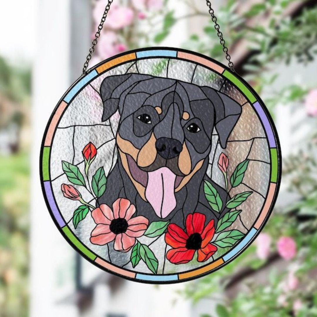 Custom Pet Portrait Glass Suncatcher, Dog Cat Glass Art, Pet Window Hangings, Pet Portrait From Photo, Pet Memorial Gift, Pet Lover Gift - OOOMG