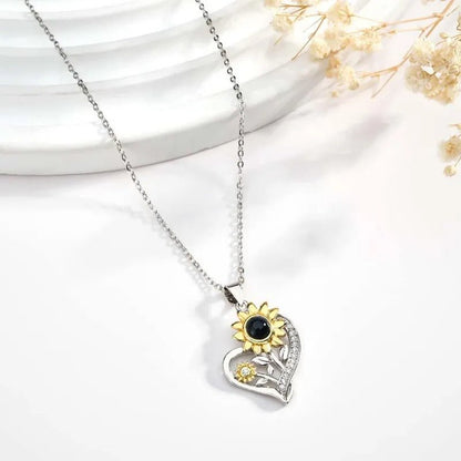 Custom Projection Necklace You are My Sunshine Sunflower Couple Gift - OOOMG