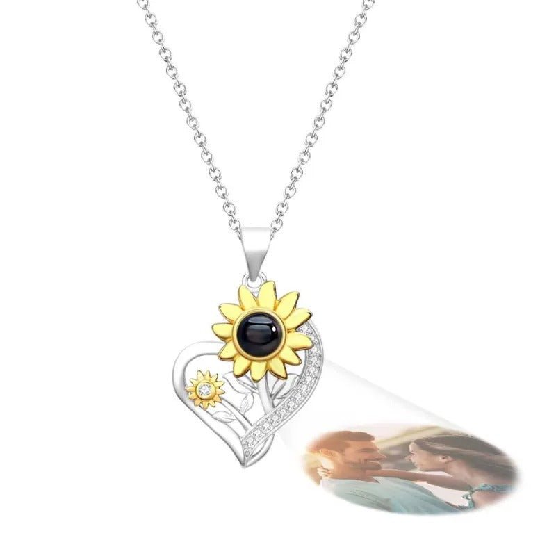 Custom Projection Necklace You are My Sunshine Sunflower Couple Gift - OOOMG