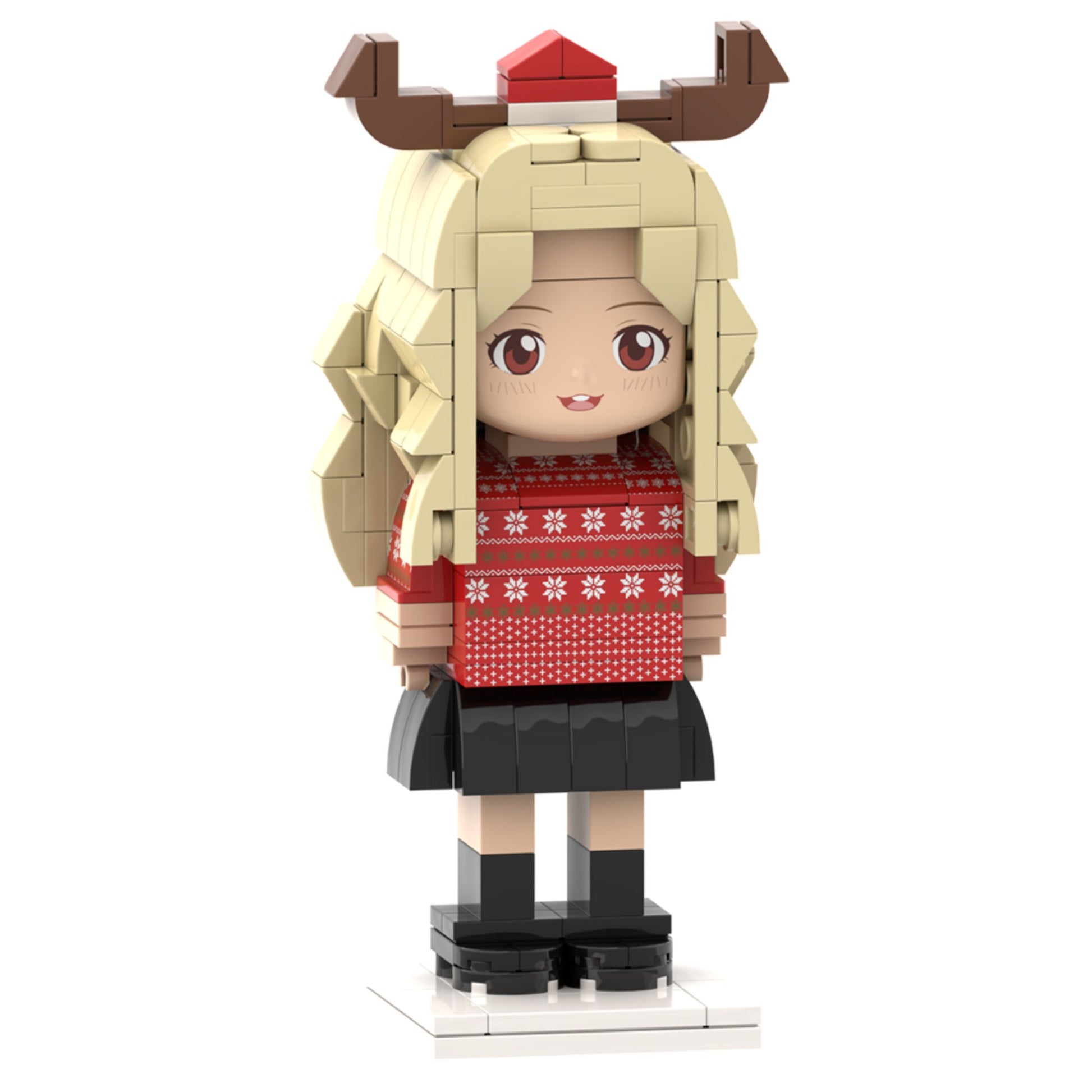 Customizable Christmas Ugly Sweater Girl 1 Person Head Customized Small Particle Block Custom Brick Figures Toy - OOOMG