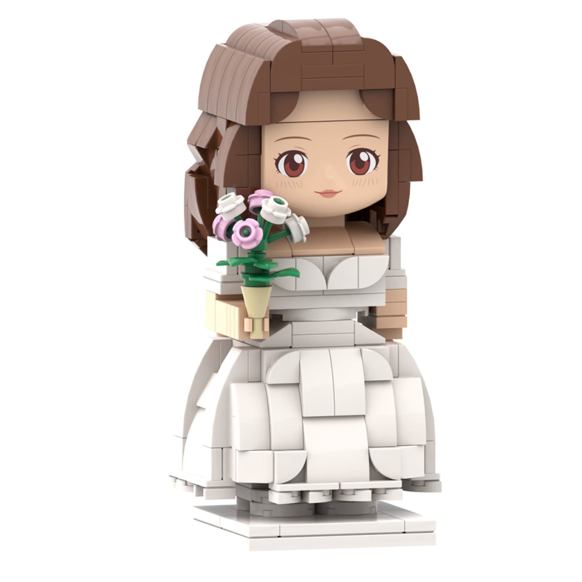 Customized Bridal Bouquet with Flower Arrangement Single Cut - Out Head Figurine Art Gift - OOOMG