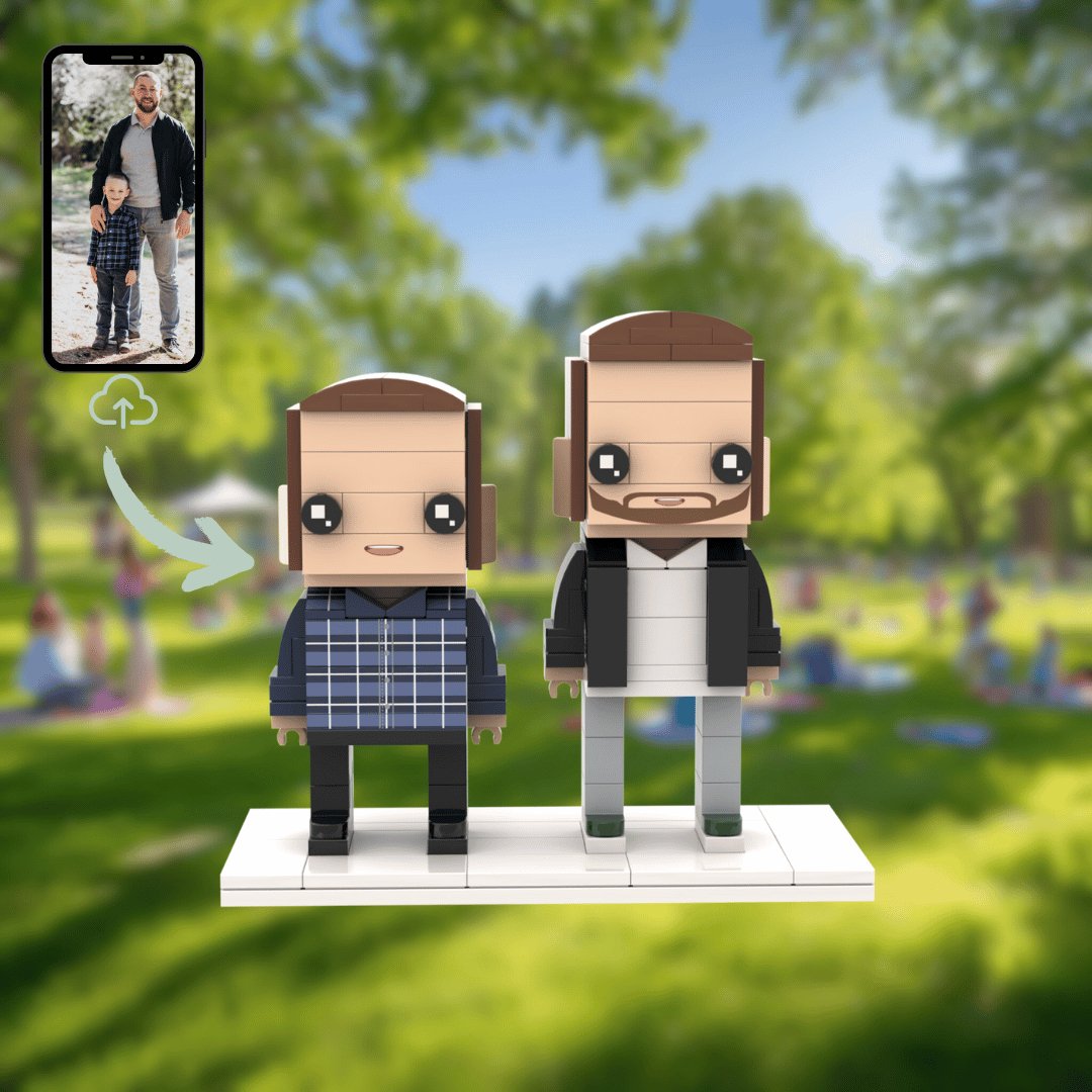 Father and Son Personalized Brick Figurines Gift for Father's Day - OOOMG