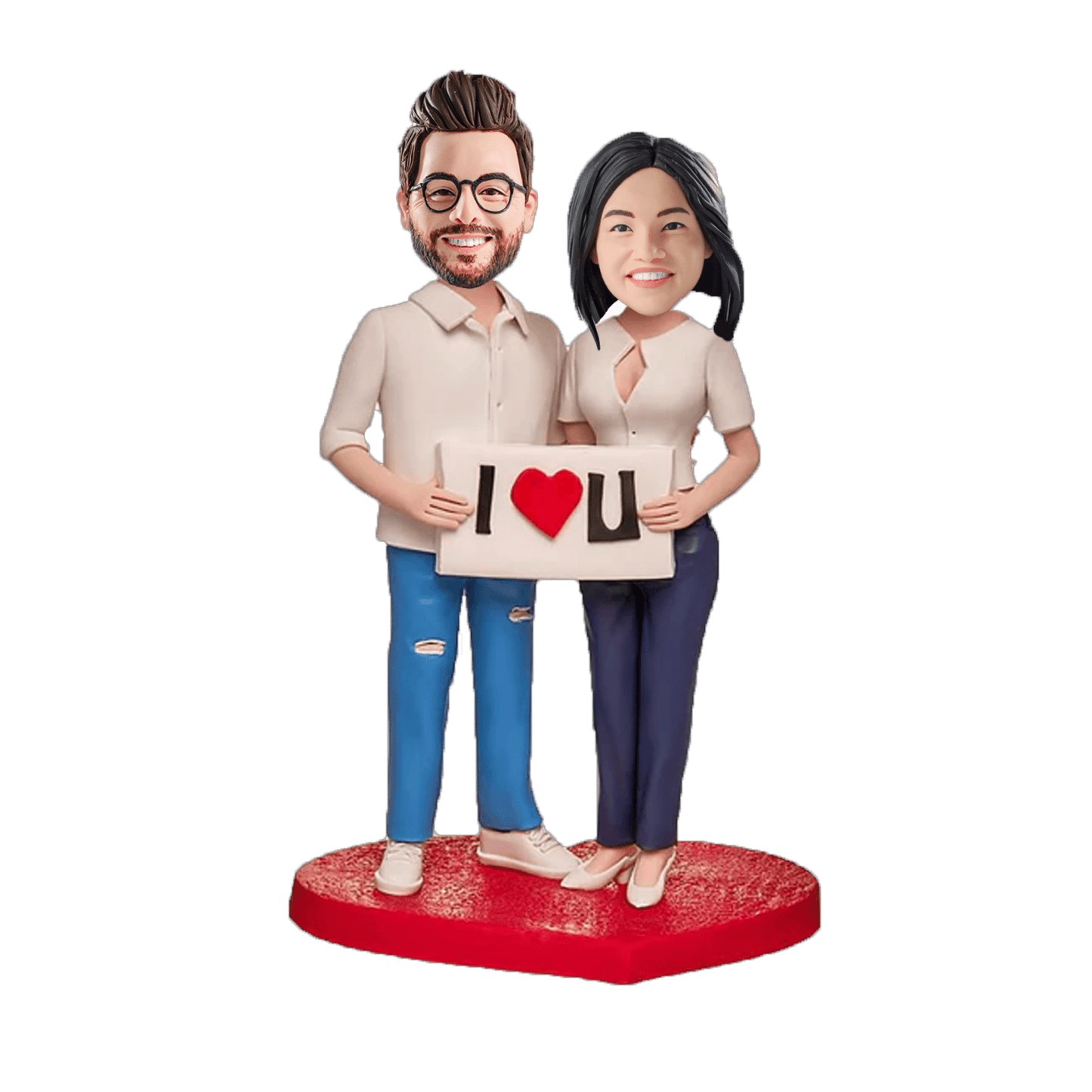 【HANDCRAFTED POPS] Customizable couple Bobblehead handmade with your photo for couple's anniversary gift or cake topper, reminder of the happiness moment - OOOMG