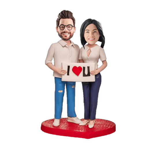 【HANDCRAFTED POPS] Customizable couple Bobblehead handmade with your photo for couple's anniversary gift or cake topper, reminder of the happiness moment - OOOMG