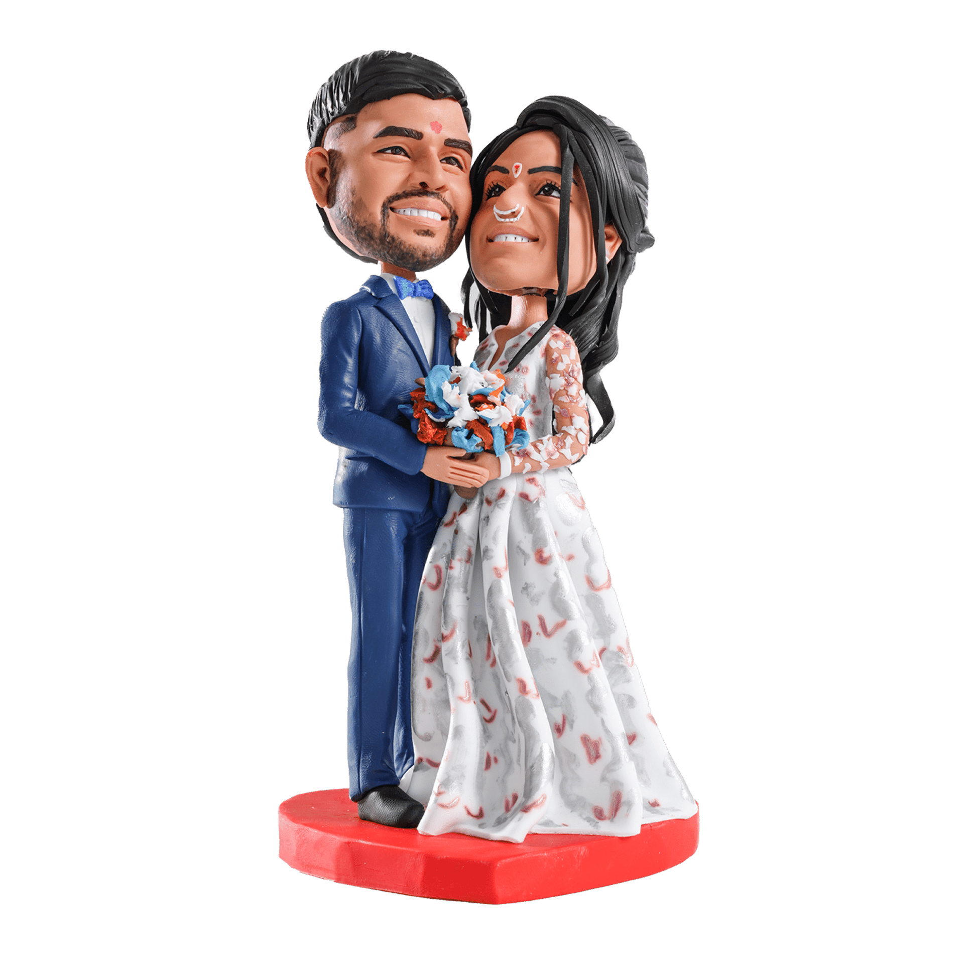 【HANDCRAFTED POPS】 Customizable couple Bobblehead handmade with your photo for couple's anniversary gift or cake topper, reminder of the wedding moment - OOOMG