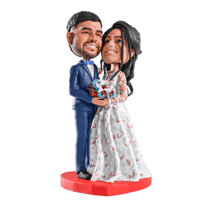 【HANDCRAFTED POPS】 Customizable couple Bobblehead handmade with your photo for couple's anniversary gift or cake topper, reminder of the wedding moment - OOOMG