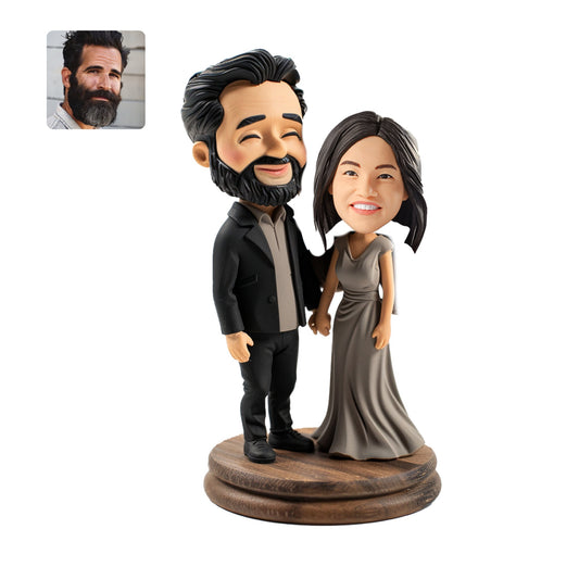 [HANDCRAFTED POPS] Customizable couple Bobblehead handmade with your photo for couple's creative quirky gift - OOOMG